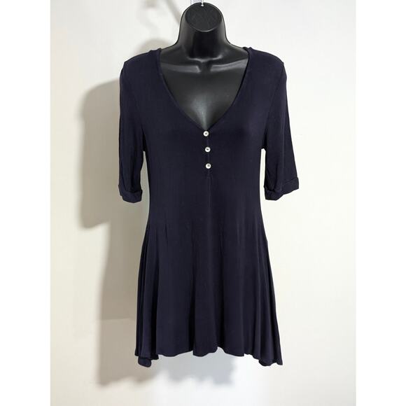Zenana Outfitters Dark Blue Jersey Knit Tunic Top- Size S - Picture 1 of 5